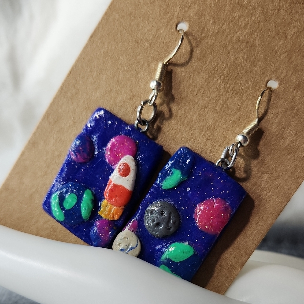 Space-Themed Kids Earrings